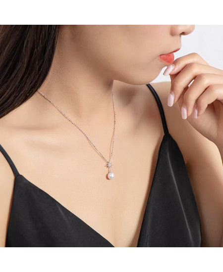 Varese Argjendi me Perle ne Forme Ylli, foto , 2 image