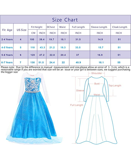 Fustan Elsa Per Femije me Pelerine, Masa: XL - Extra Large, Ngjyra: Blu, foto , 8 image