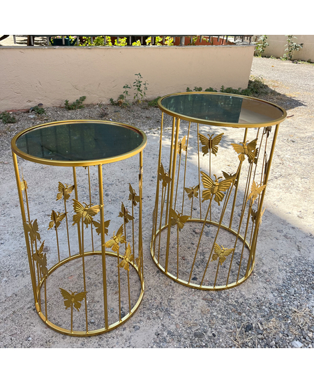 Set Tavoline Rrethore me Xham, Ngjyra: Gold, Madhesia: E Madhe, foto , 4 image